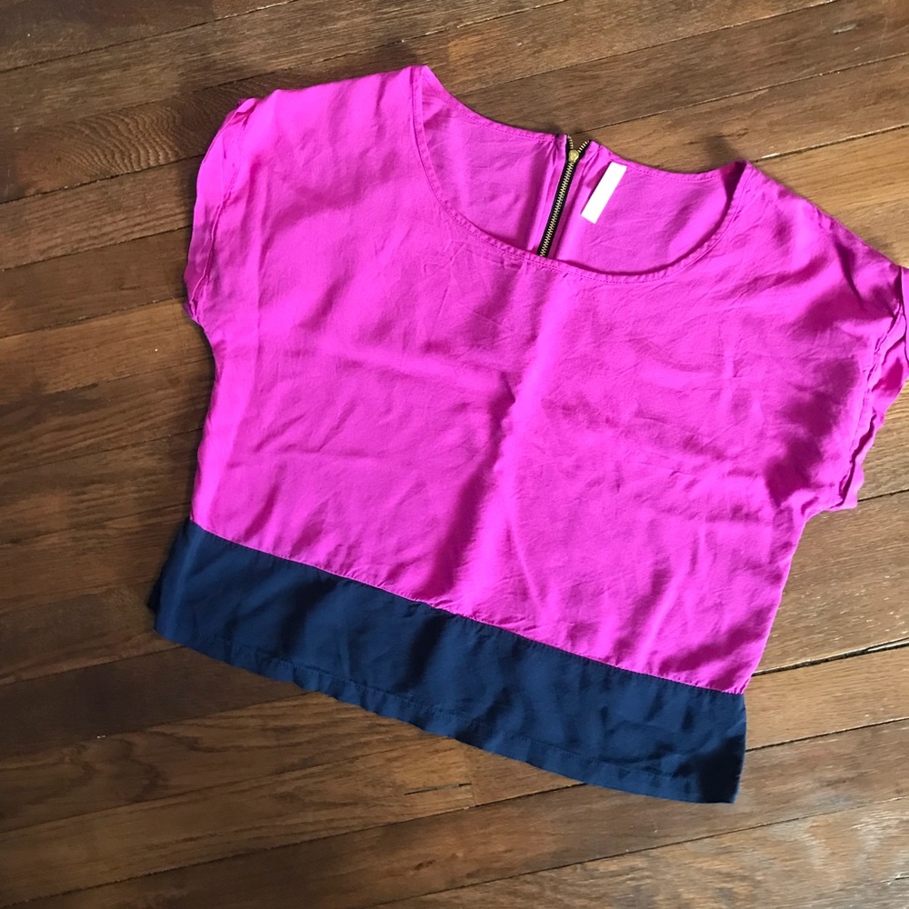 Pink colorblock Flowy crop top